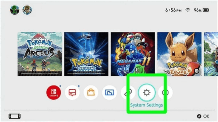 choose settings from switch menu