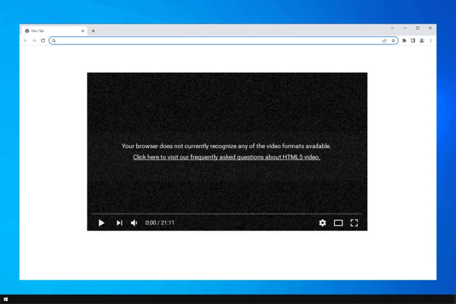 A screeshot: "Error: Your browser does not currently recognize any of the video of formats available."