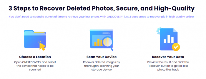 easy 3 steps to recover deleted photos using ONERECOVERY